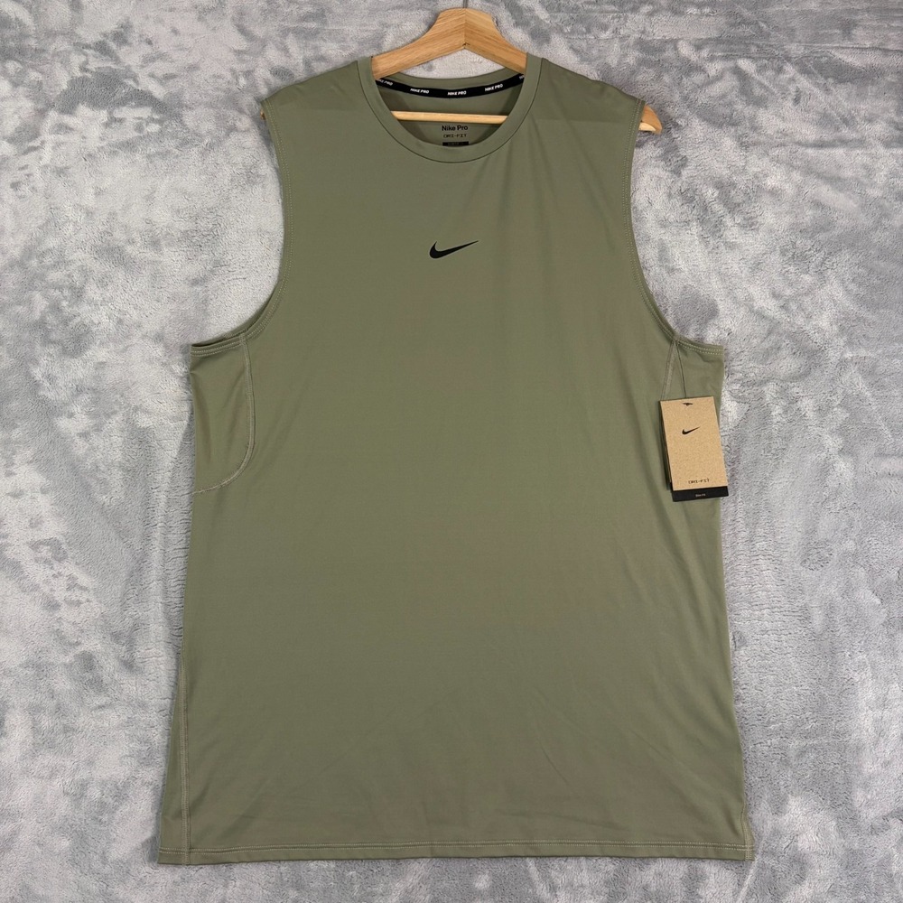 Nike Pro Tank Top Shirt Slim Fit Mens 2XL Green Sleeveless Workout Gym NEW